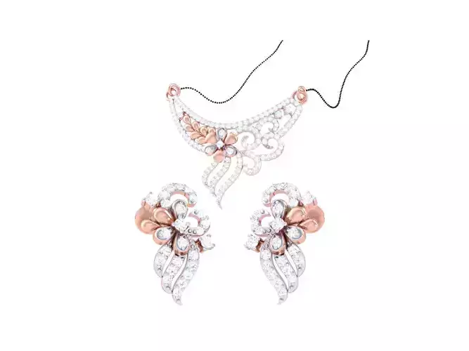 Earring Necklace Set 3dm STL OBJ FBX Renders Details 3D print model