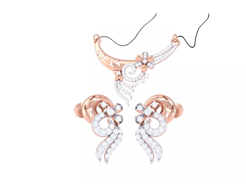 Earring Necklace Set 3dm STL OBJ FBX Renders Details 3D print model_0