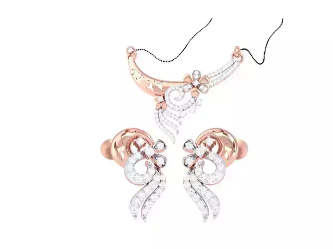 Earring Necklace Set 3dm STL OBJ FBX Renders Details 3D print model