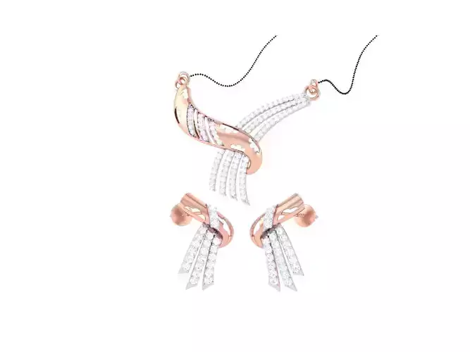 Earring Necklace Set 3dm STL OBJ FBX Renders Details 3D print model