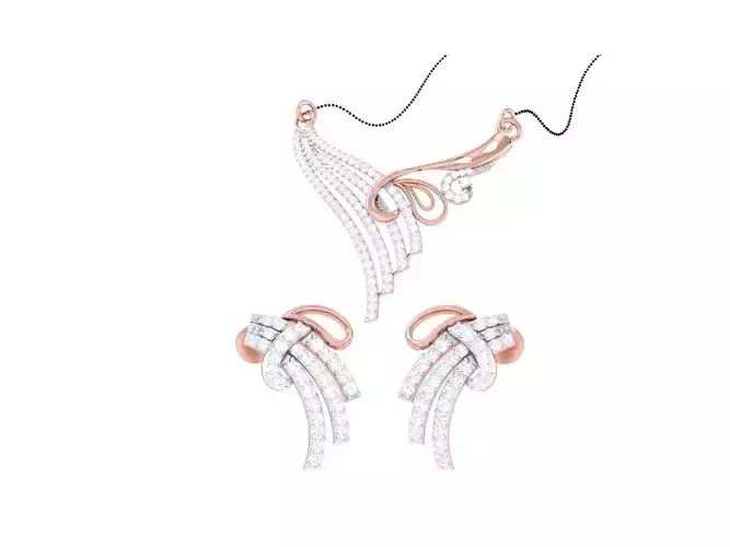 Earring Necklace Set 3dm STL OBJ FBX Renders Details 3D print model