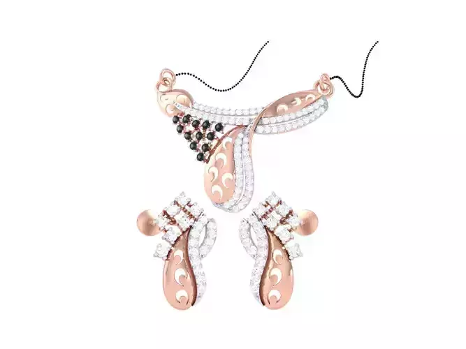 Earring Necklace Set 3dm STL OBJ FBX Renders Details 3D print model