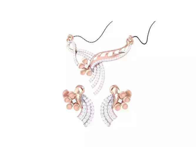 Earring Necklace Set 3dm STL OBJ FBX Renders Details 3D print model