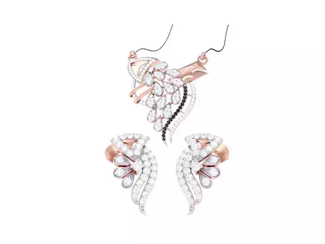 Earring Necklace Set 3dm STL OBJ FBX Renders Details