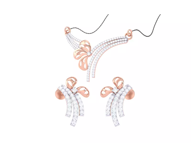 Earring Necklace Set 3dm STL OBJ FBX Renders Details 3D print model_0