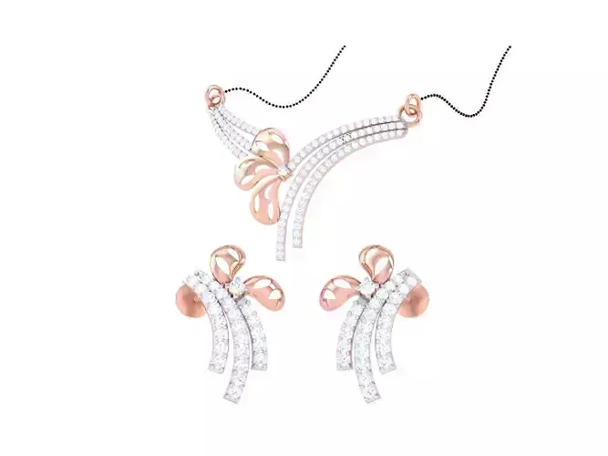 Earring Necklace Set 3dm STL OBJ FBX Renders Details 3D print model
