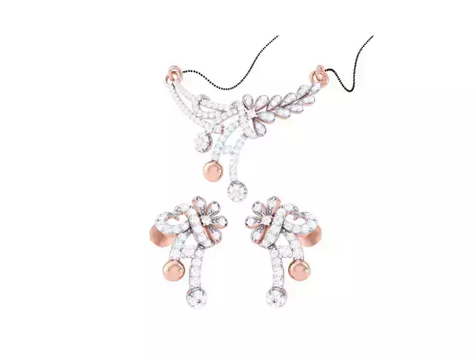 Earring Necklace Set 3dm STL OBJ FBX Renders Details 3D print model