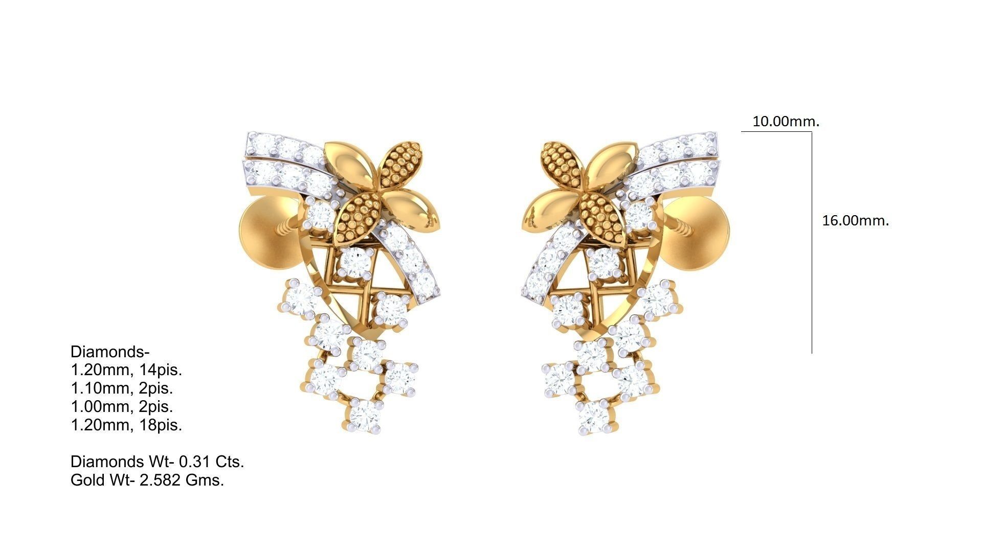 Earring Necklace Set 3dm STL OBJ FBX Renders Details 3D print model_2