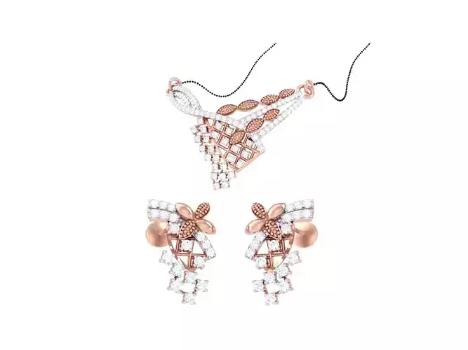 Earring Necklace Set 3dm STL OBJ FBX Renders Details 3D print model