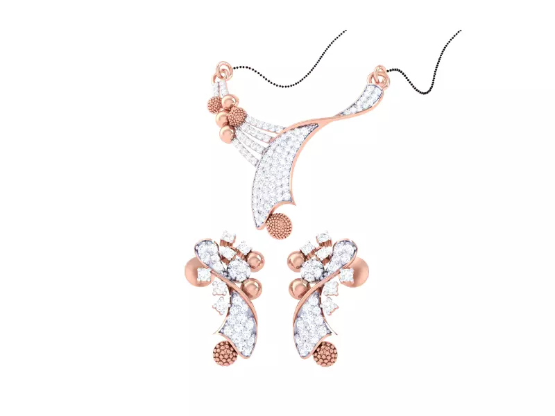 Earring Necklace Set 3dm STL OBJ FBX Renders Details 3D print model_0