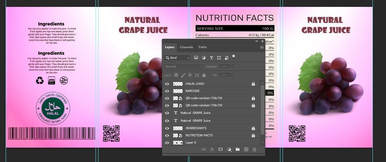 Grape Juice Bottle 3D model_8
