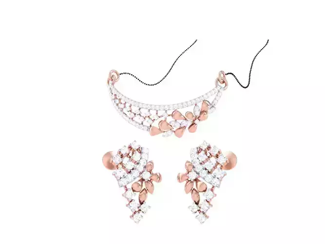 Earring Necklace Set 3dm STL OBJ FBX Renders Details 3D print model