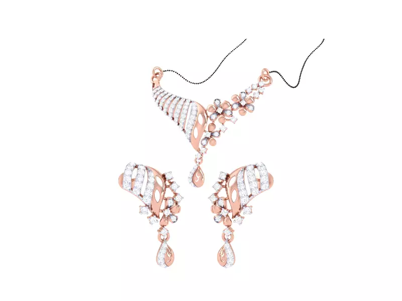 Earring Necklace Set 3dm STL OBJ FBX Renders Details 3D print model_0