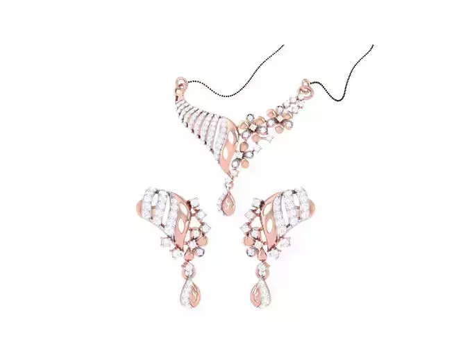 Earring Necklace Set 3dm STL OBJ FBX Renders Details 3D print model