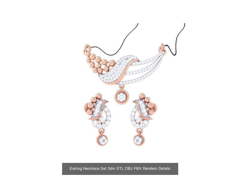 49 Earring Necklace Set 3dm STL OBJ Renders Details Collection _11