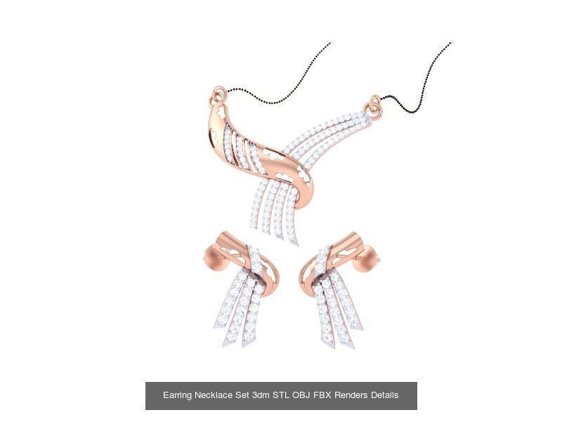 49 Earring Necklace Set 3dm STL OBJ Renders Details Collection _41