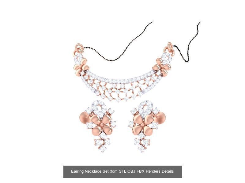 49 Earring Necklace Set 3dm STL OBJ Renders Details Collection _53
