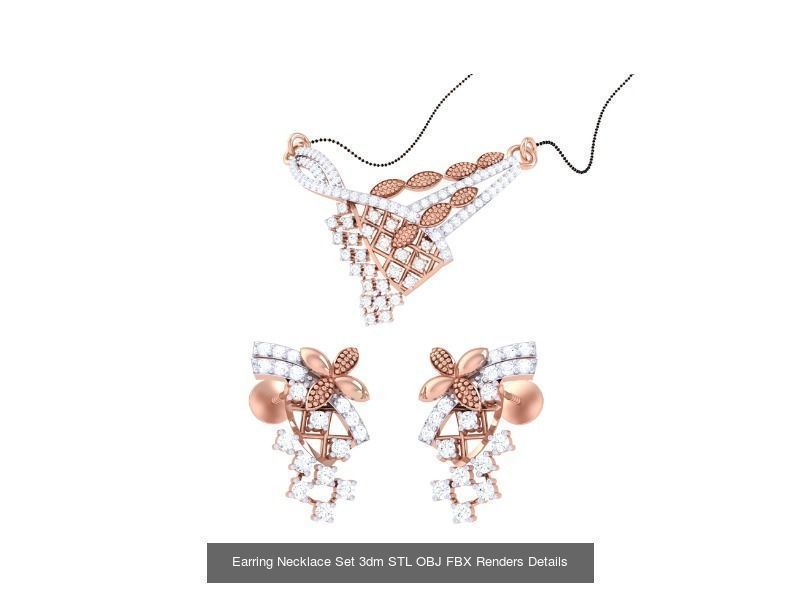 49 Earring Necklace Set 3dm STL OBJ Renders Details Collection _51