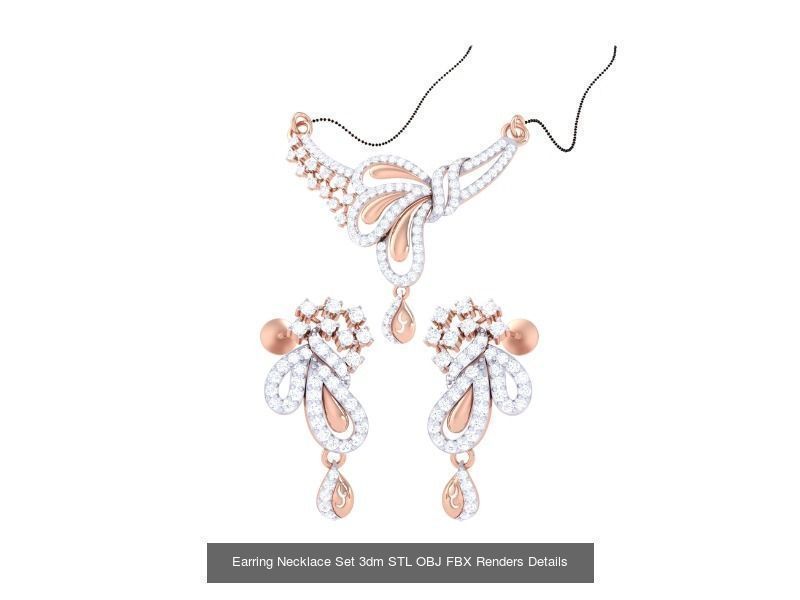 49 Earring Necklace Set 3dm STL OBJ Renders Details Collection _32