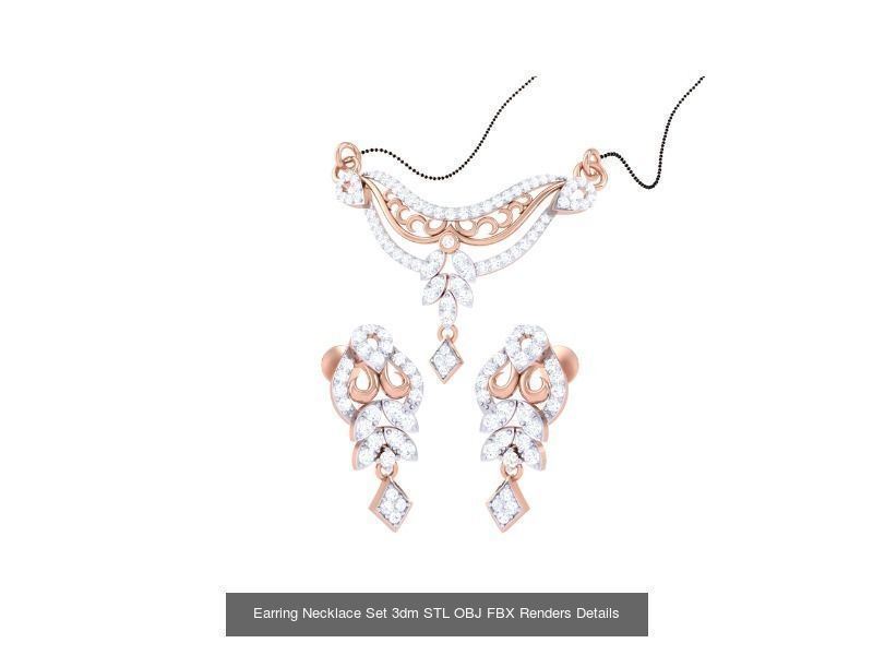 49 Earring Necklace Set 3dm STL OBJ Renders Details Collection _12