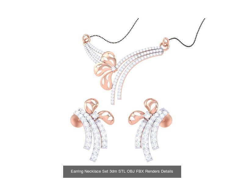 49 Earring Necklace Set 3dm STL OBJ Renders Details Collection _47