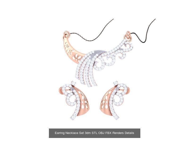 49 Earring Necklace Set 3dm STL OBJ Renders Details Collection _45