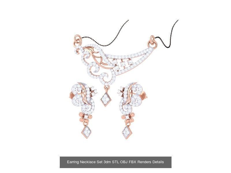 49 Earring Necklace Set 3dm STL OBJ Renders Details Collection _7
