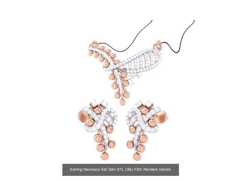 49 Earring Necklace Set 3dm STL OBJ Renders Details Collection _48