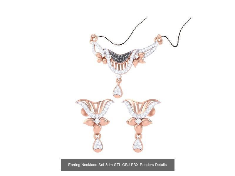 49 Earring Necklace Set 3dm STL OBJ Renders Details Collection _24