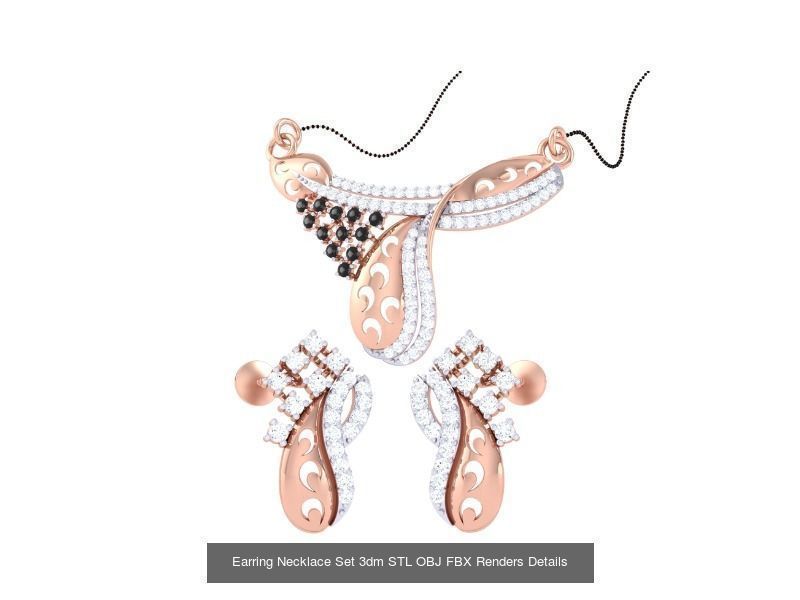 49 Earring Necklace Set 3dm STL OBJ Renders Details Collection _43