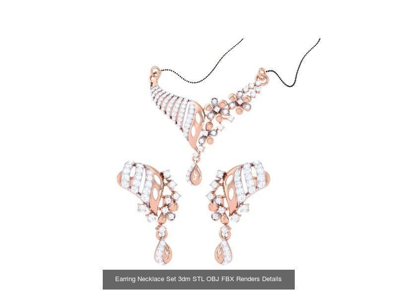 49 Earring Necklace Set 3dm STL OBJ Renders Details Collection _55