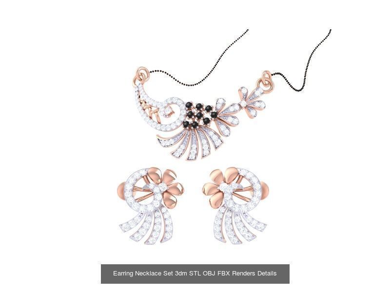 49 Earring Necklace Set 3dm STL OBJ Renders Details Collection _26