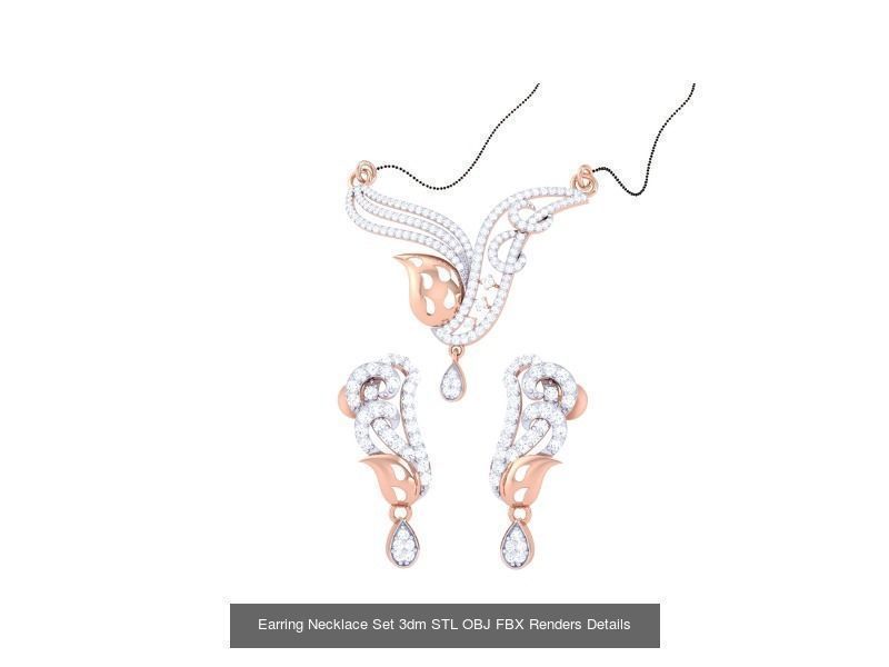 49 Earring Necklace Set 3dm STL OBJ Renders Details Collection _35