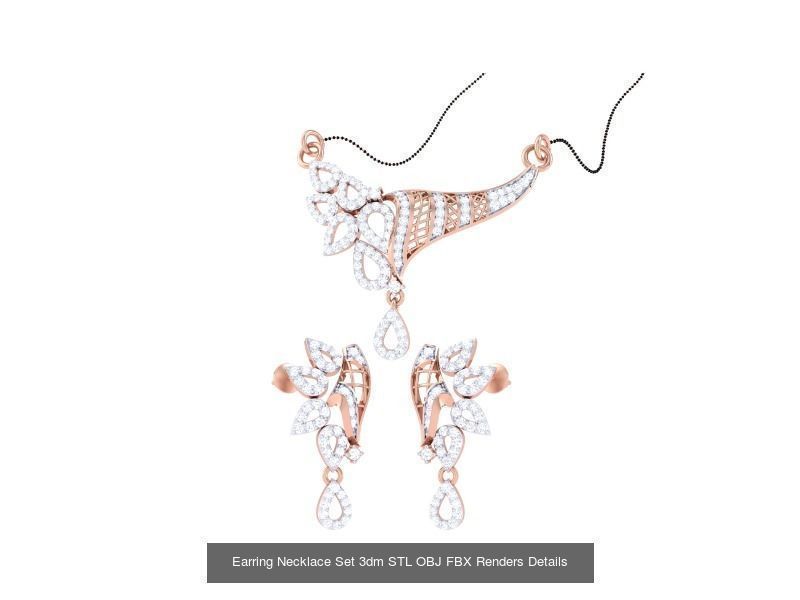 49 Earring Necklace Set 3dm STL OBJ Renders Details Collection _9