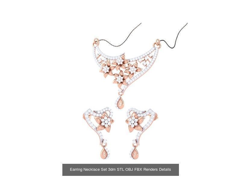 49 Earring Necklace Set 3dm STL OBJ Renders Details Collection _34