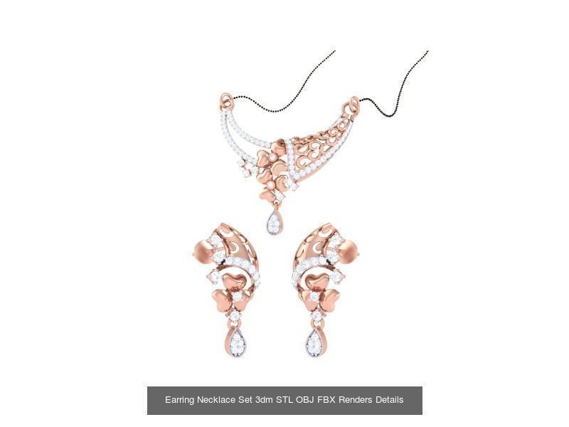 49 Earring Necklace Set 3dm STL OBJ Renders Details Collection _16