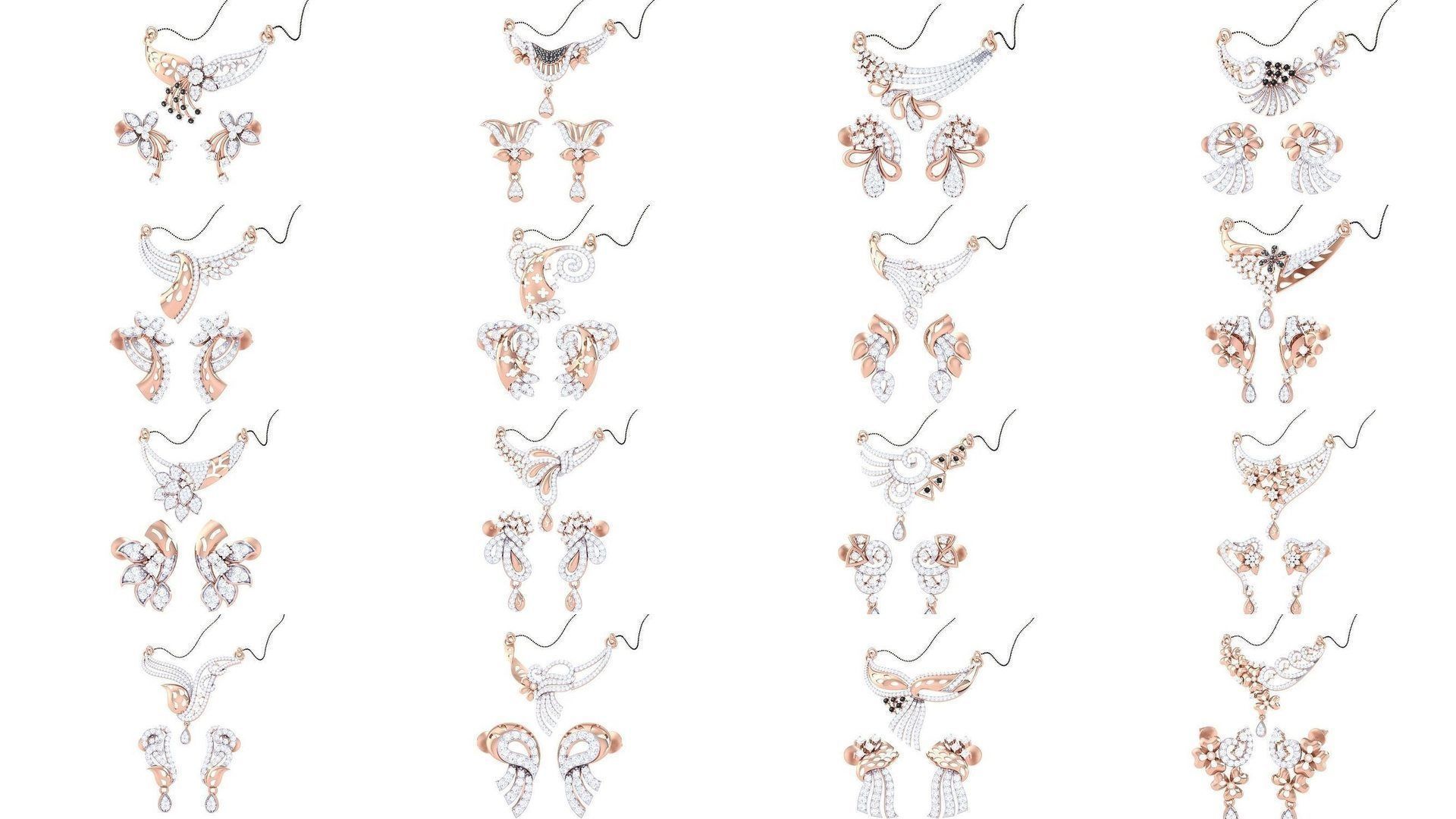 49 Earring Necklace Set 3dm STL OBJ Renders Details Collection _1
