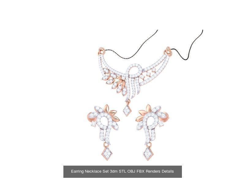 49 Earring Necklace Set 3dm STL OBJ Renders Details Collection _22