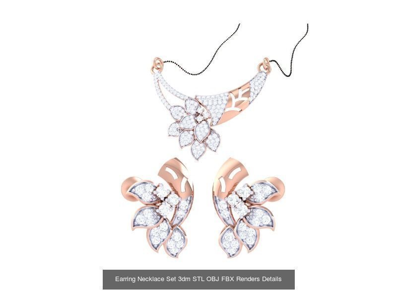 49 Earring Necklace Set 3dm STL OBJ Renders Details Collection _31