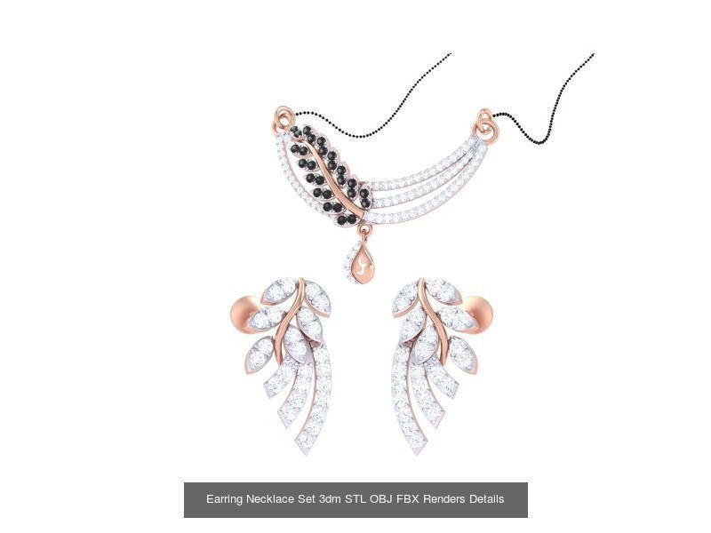 49 Earring Necklace Set 3dm STL OBJ Renders Details Collection _15