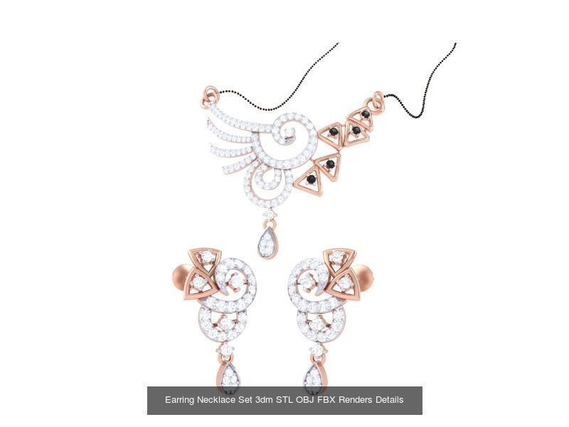 49 Earring Necklace Set 3dm STL OBJ Renders Details Collection _33