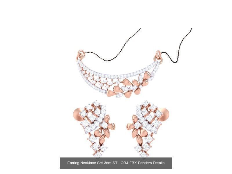 49 Earring Necklace Set 3dm STL OBJ Renders Details Collection _54