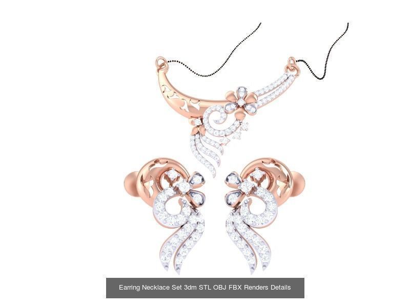 49 Earring Necklace Set 3dm STL OBJ Renders Details Collection _40