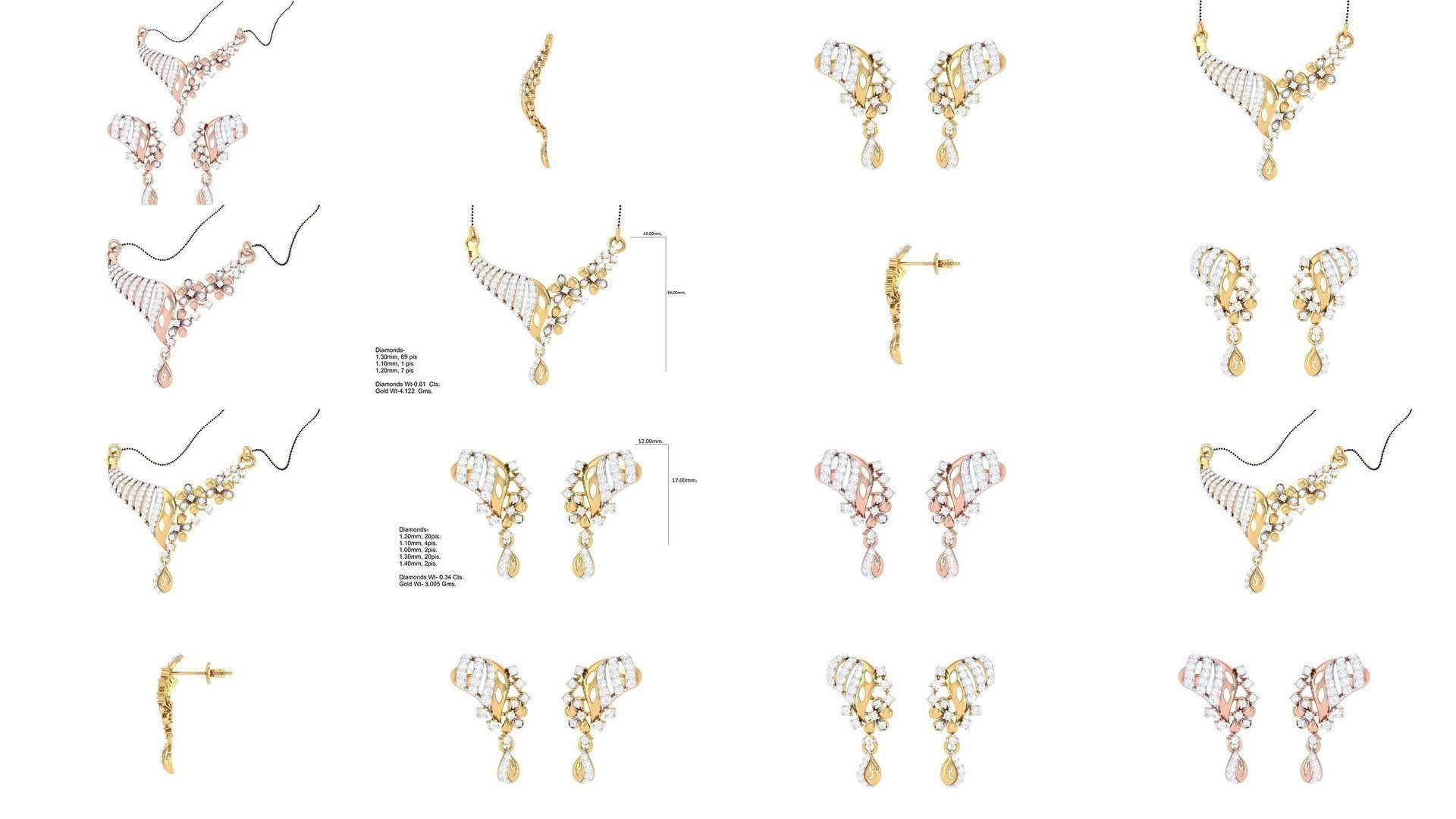 49 Earring Necklace Set 3dm STL OBJ Renders Details Collection _5