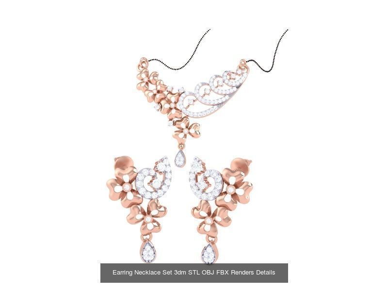 49 Earring Necklace Set 3dm STL OBJ Renders Details Collection _38