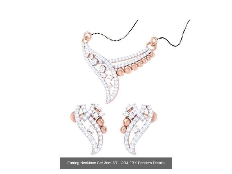 49 Earring Necklace Set 3dm STL OBJ Renders Details Collection _49