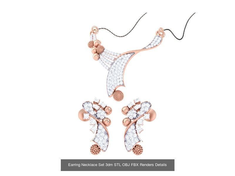 49 Earring Necklace Set 3dm STL OBJ Renders Details Collection _52