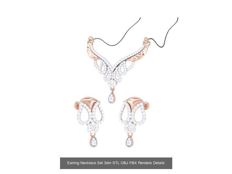 49 Earring Necklace Set 3dm STL OBJ Renders Details Collection _19