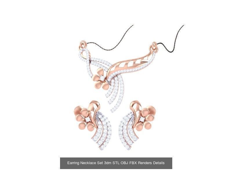 49 Earring Necklace Set 3dm STL OBJ Renders Details Collection _44