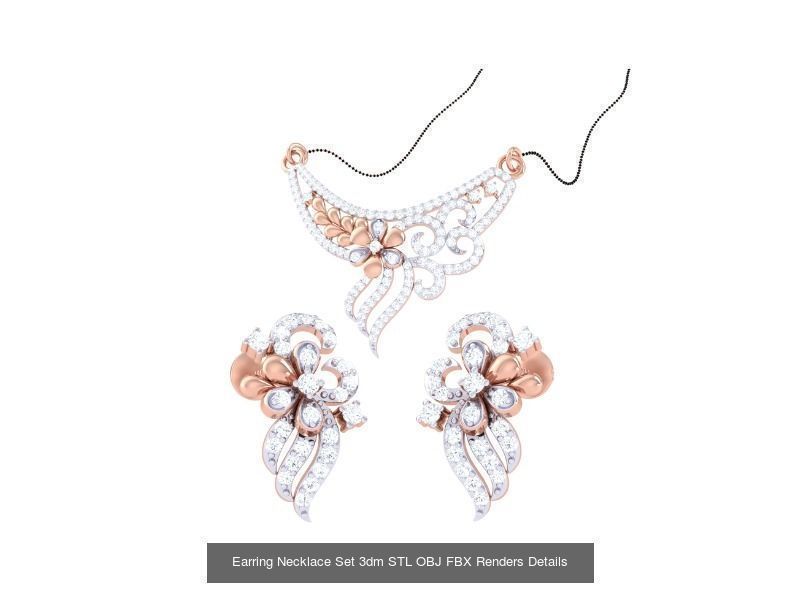 49 Earring Necklace Set 3dm STL OBJ Renders Details Collection _39